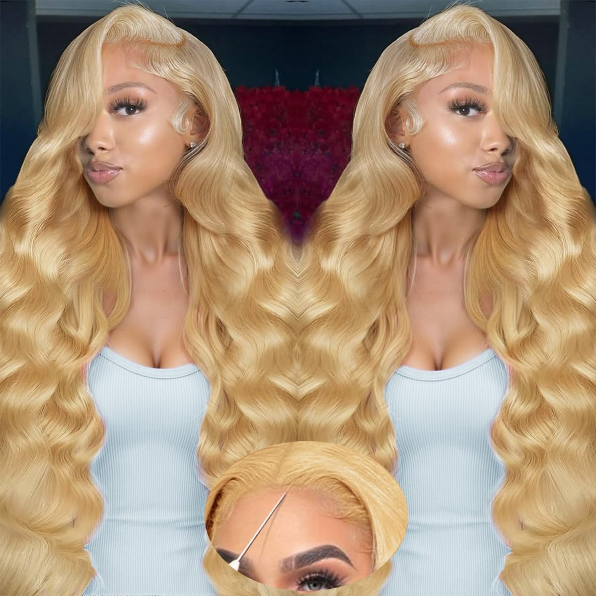 613 Blonde Body Wave Lace Front Wig - Pelucas de cabello humano rubio 613