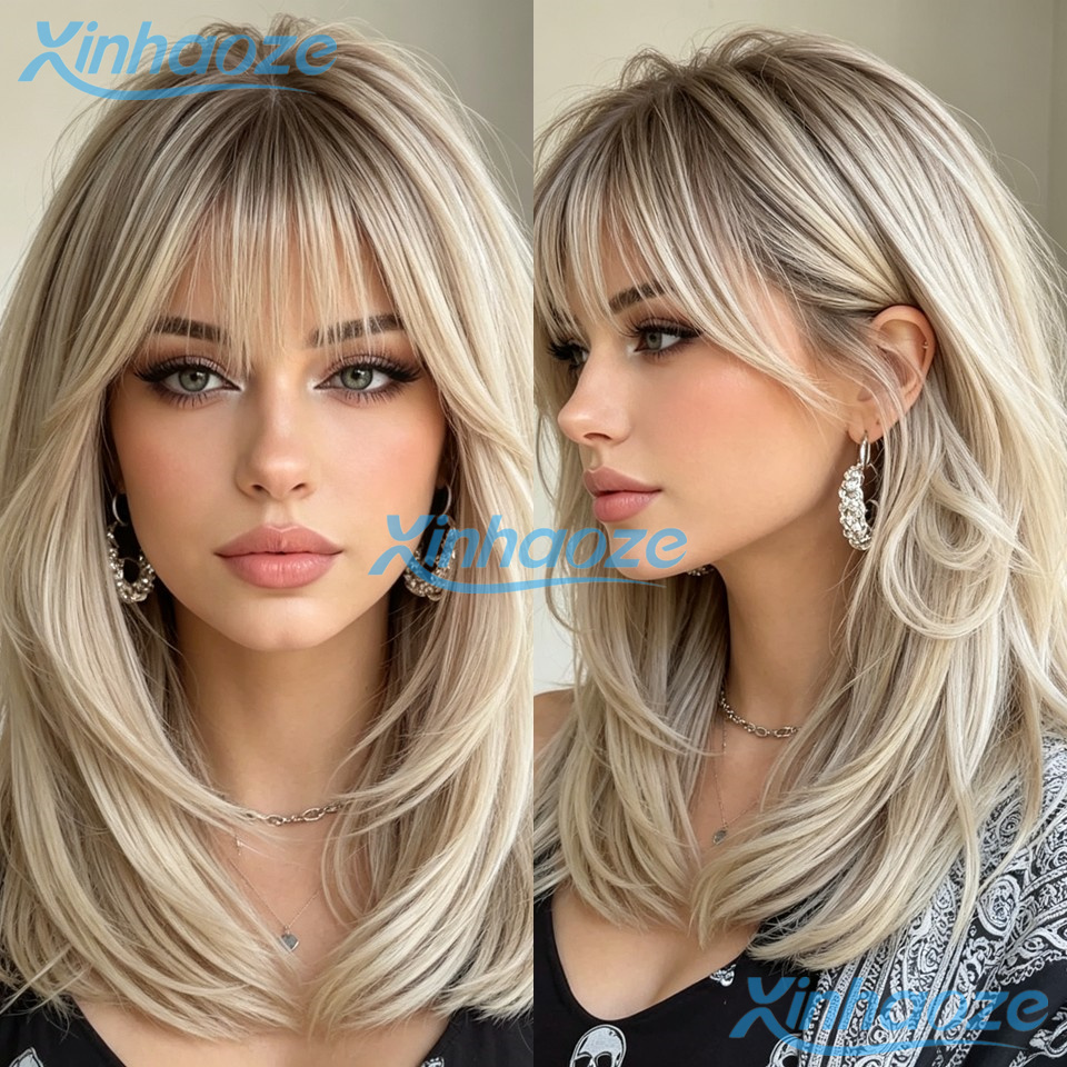613 Blonde Body Wave Lace Front Wig - Pelucas de Cabello Humano con Flequillo,
