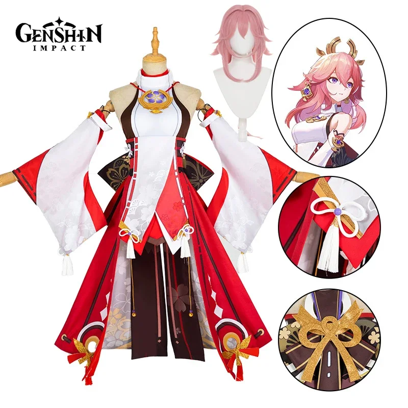 Synthetic Wigs - Disfraz de Cosplay de Yae Miko