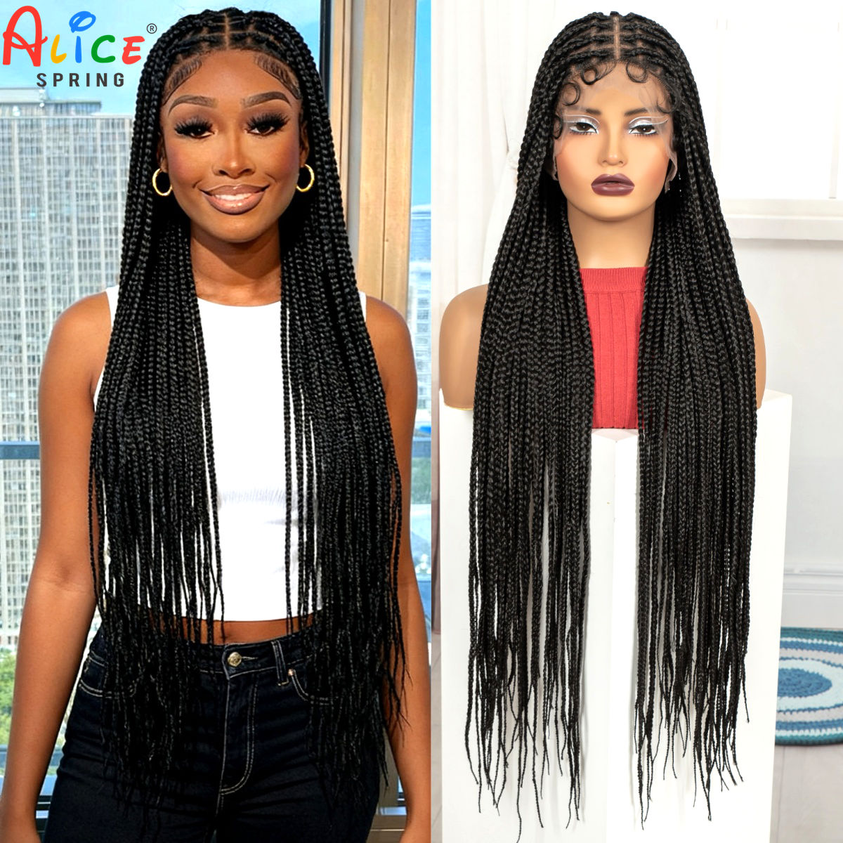 Synthetic Braided Wigs For Black Women - Pelucas trenzadas sintéticas de 36 pulgadas