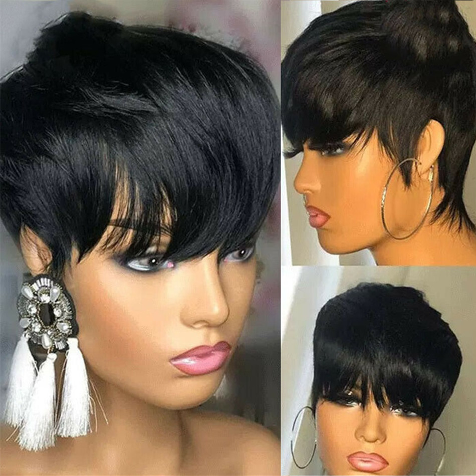 Pelucas de cabello humano cort - Short Pixie Cut Wig Human Hair Cheap reseña y precio