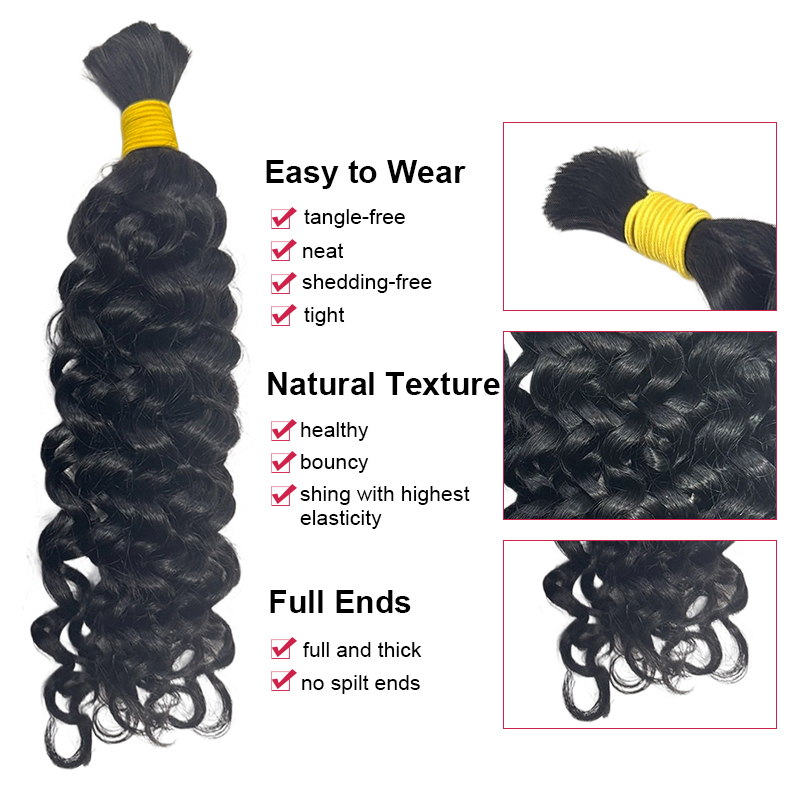 Cabello Humano para Trenzas Bo - Water Wave Bulk Human Hair For Braiding reseña y precio