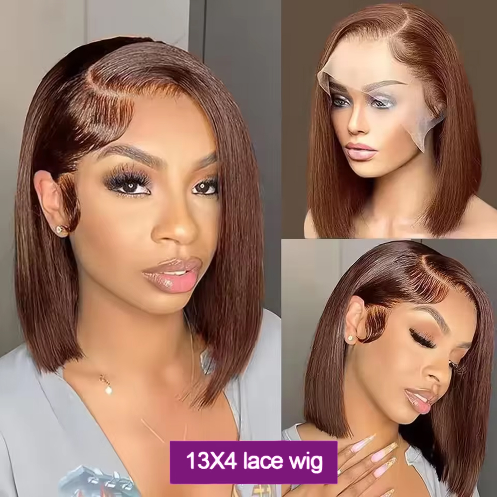 Peluca corta de color marrón c - Pre Parted 13X4 Lace Front Bob Wig reseña y precio