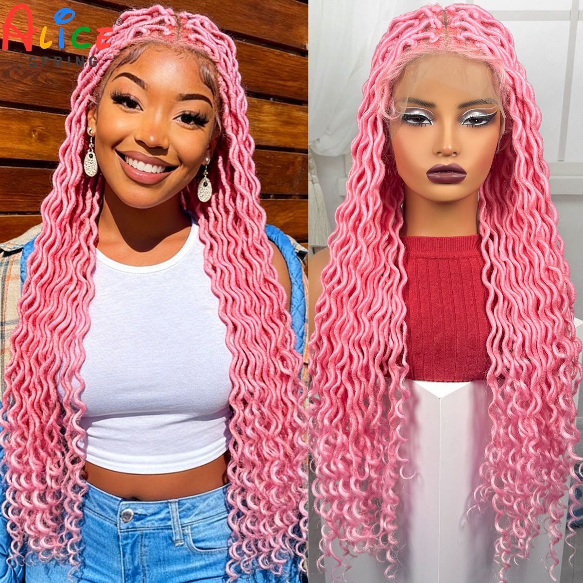Pelucas trenzadas de encaje co - Synthetic Braided Wigs For Black Women reseña y precio